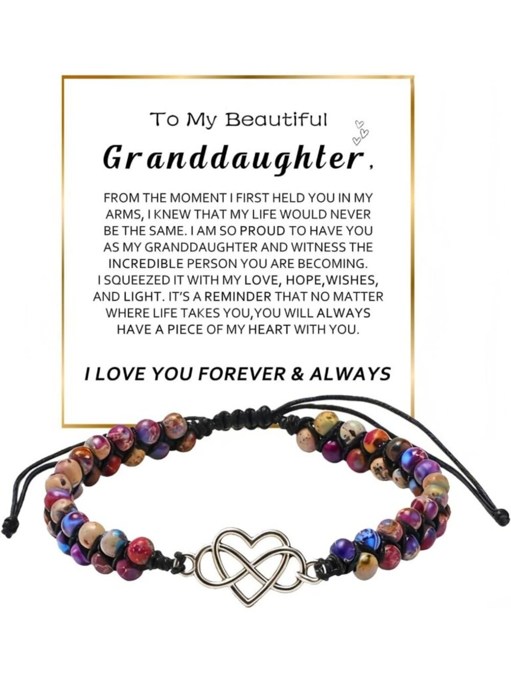 Infinity Heart Bracelet for Women - Adjustable Natural Stone Beaded Jewelry